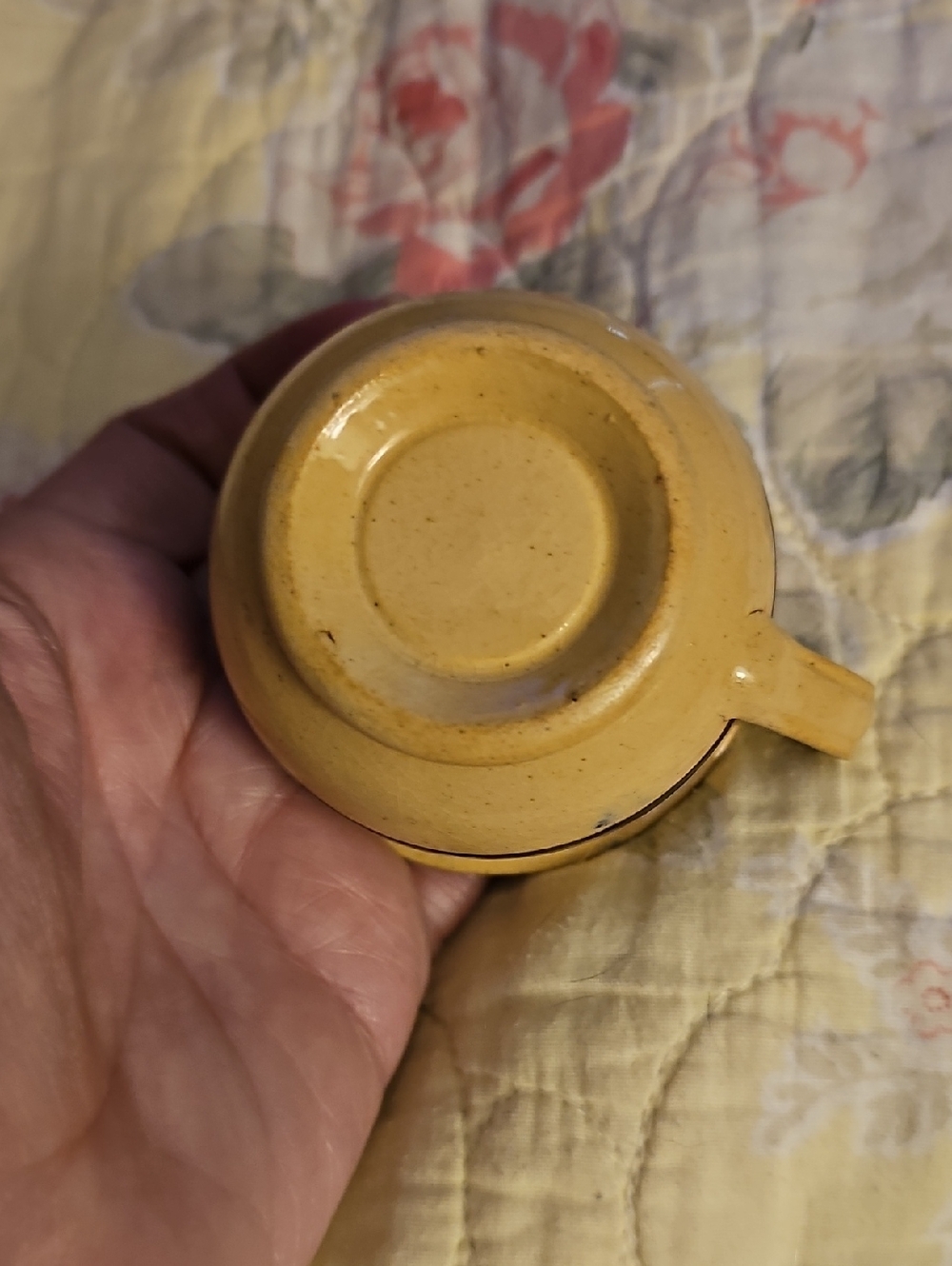 Yellow-Ware Pottery Salesman Sample Of A Chamberpot Mid 19th C. Brown Banding - Picture 4 of 4